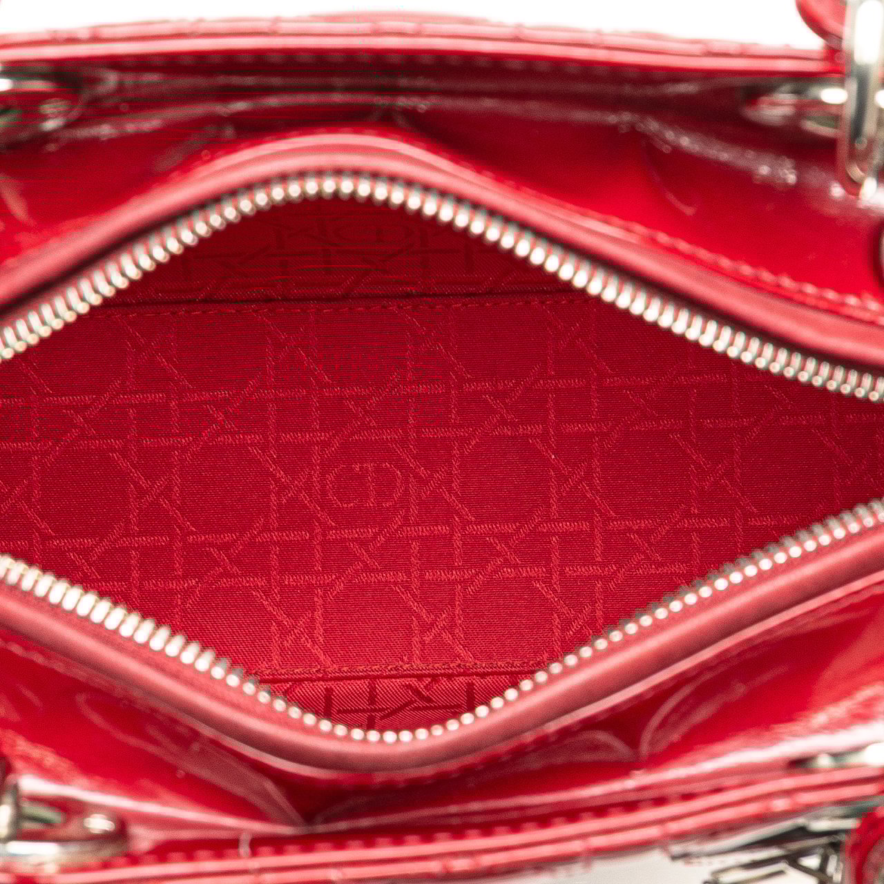Dior Medium Patent Cannage Lady Dior Rood