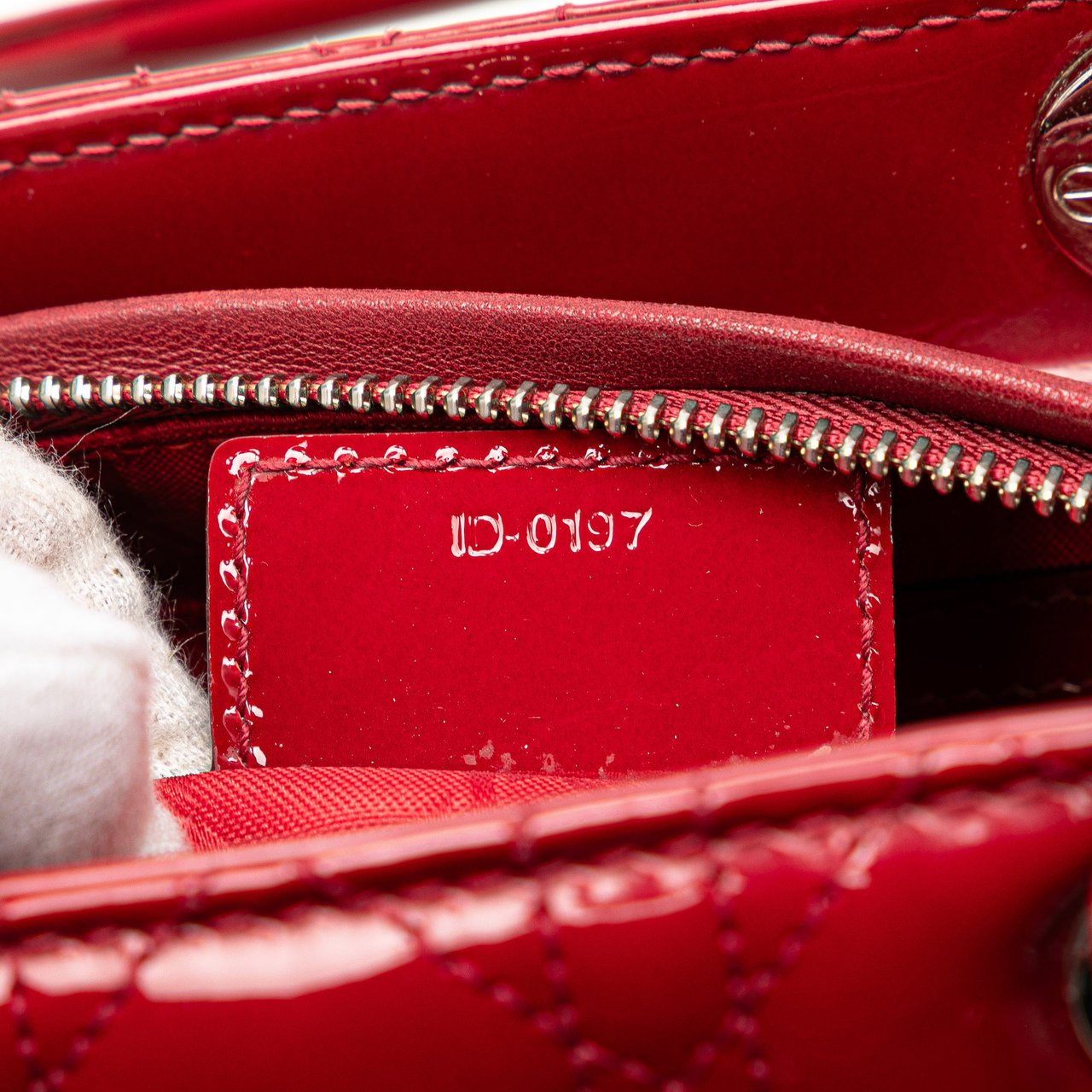 Dior Medium Patent Cannage Lady Dior Rood