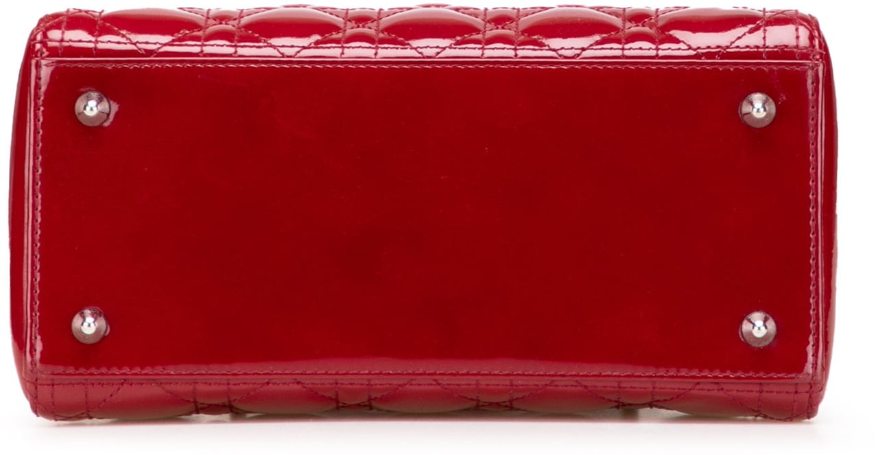 Dior Medium Patent Cannage Lady Dior Rood