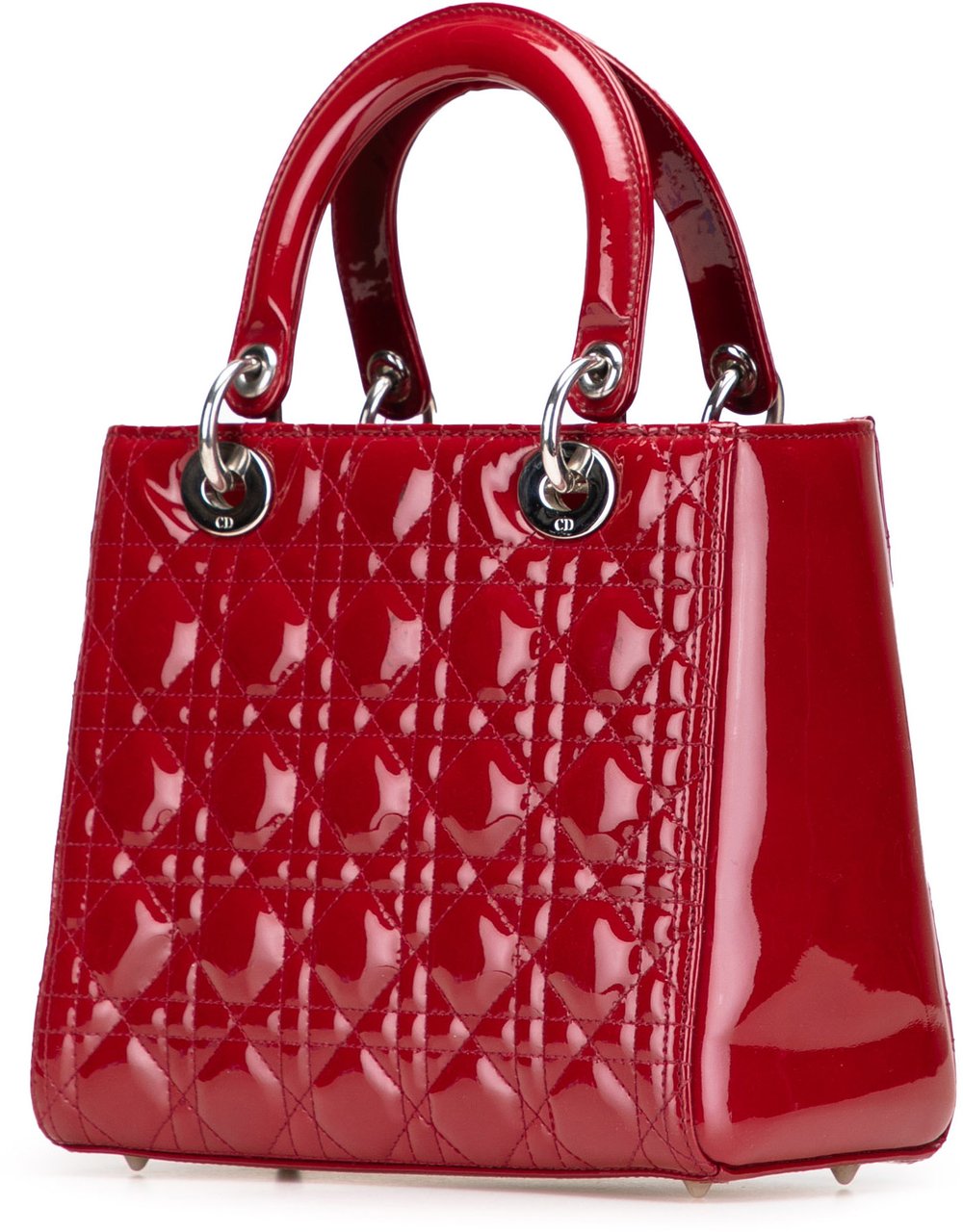 Dior Medium Patent Cannage Lady Dior Rood