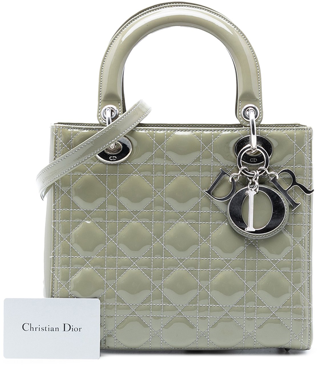 Dior Medium Patent Cannage Lady Dior Groen