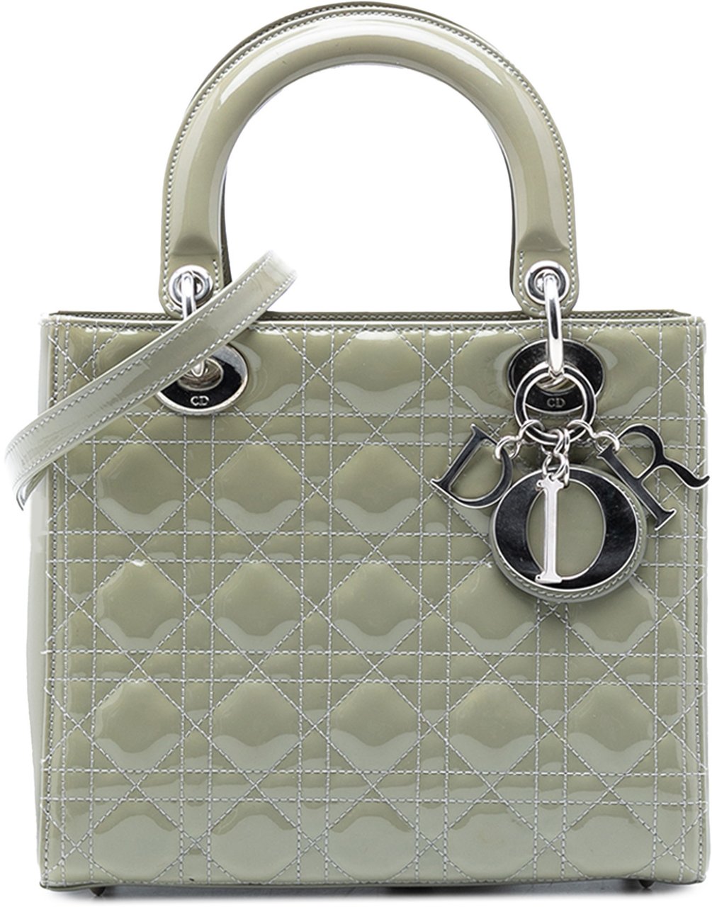 Dior Medium Patent Cannage Lady Dior Groen