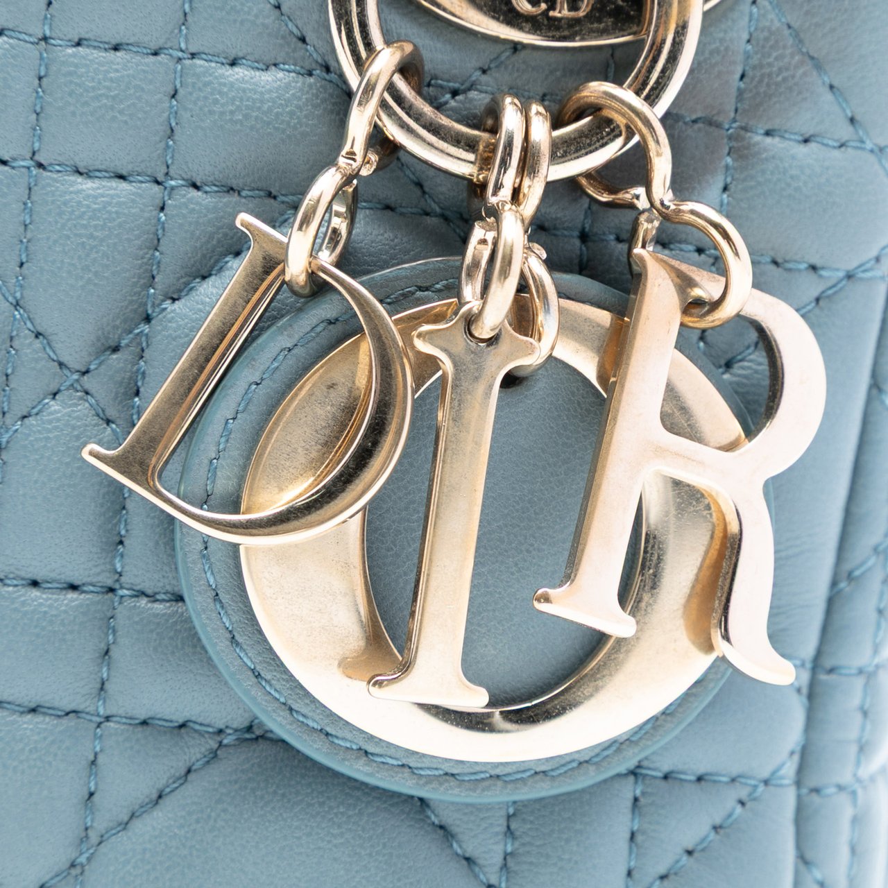 Dior Mini Lambskin Cannage Lady Dior Blauw