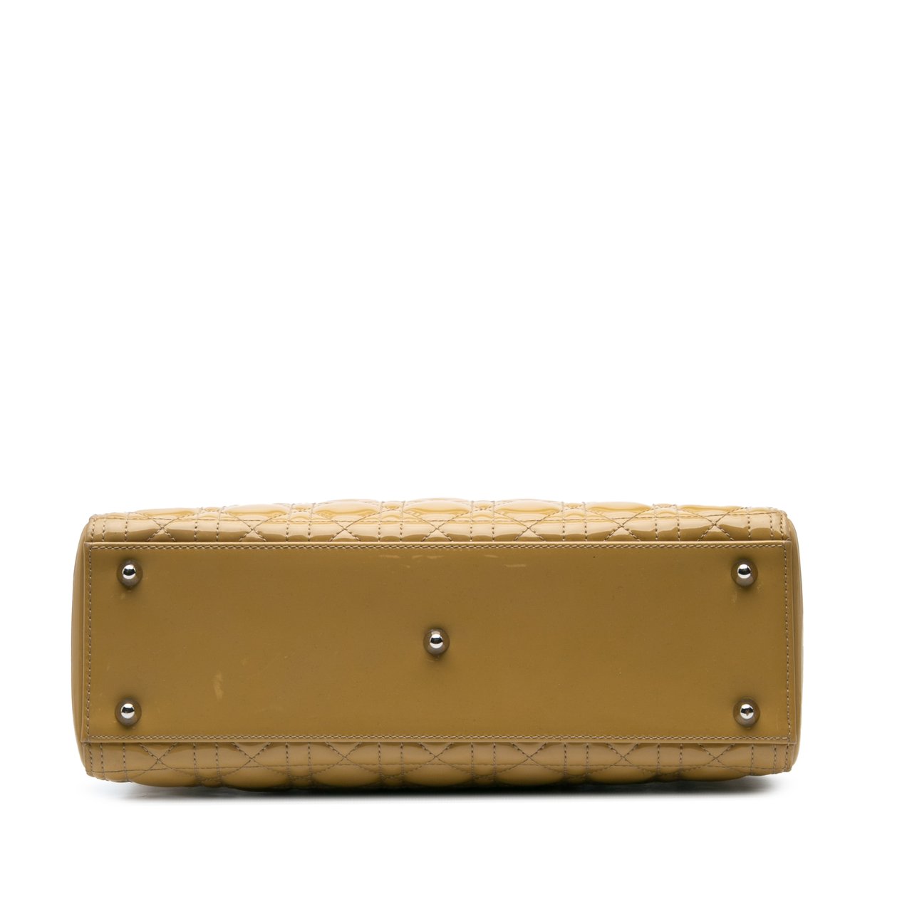Dior Large Patent Cannage Lady Dior Geel