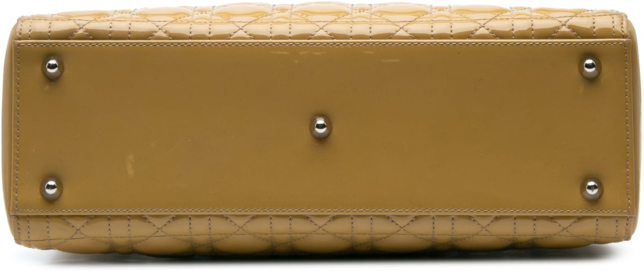 Dior Large Patent Cannage Lady Dior Geel