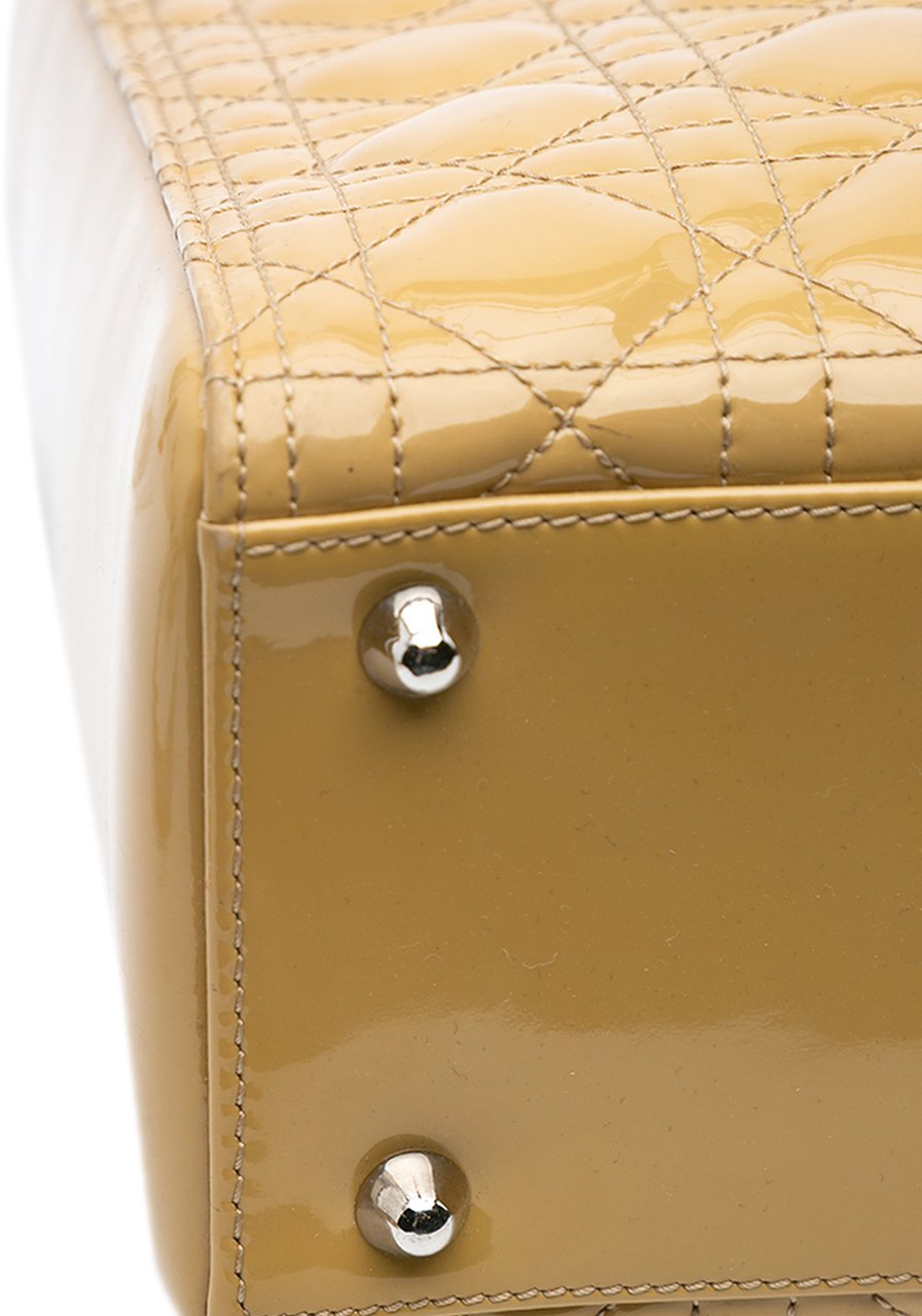 Dior Large Patent Cannage Lady Dior Geel