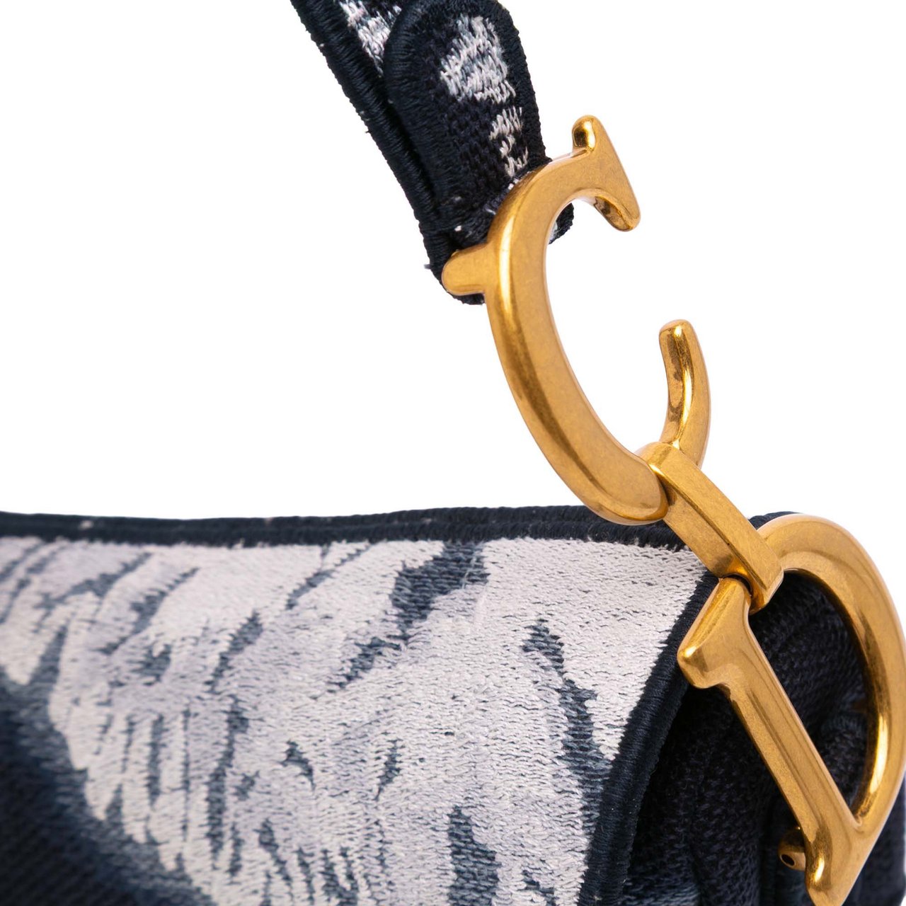 Dior Canvas Embroidered Tie Dye Saddle Bag Zwart