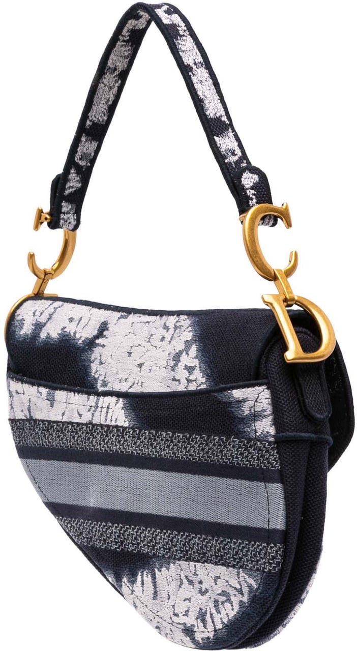 Dior Canvas Embroidered Tie Dye Saddle Bag Zwart
