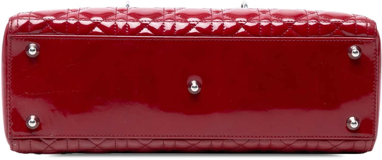 Dior Large Patent Cannage Lady Dior Rood