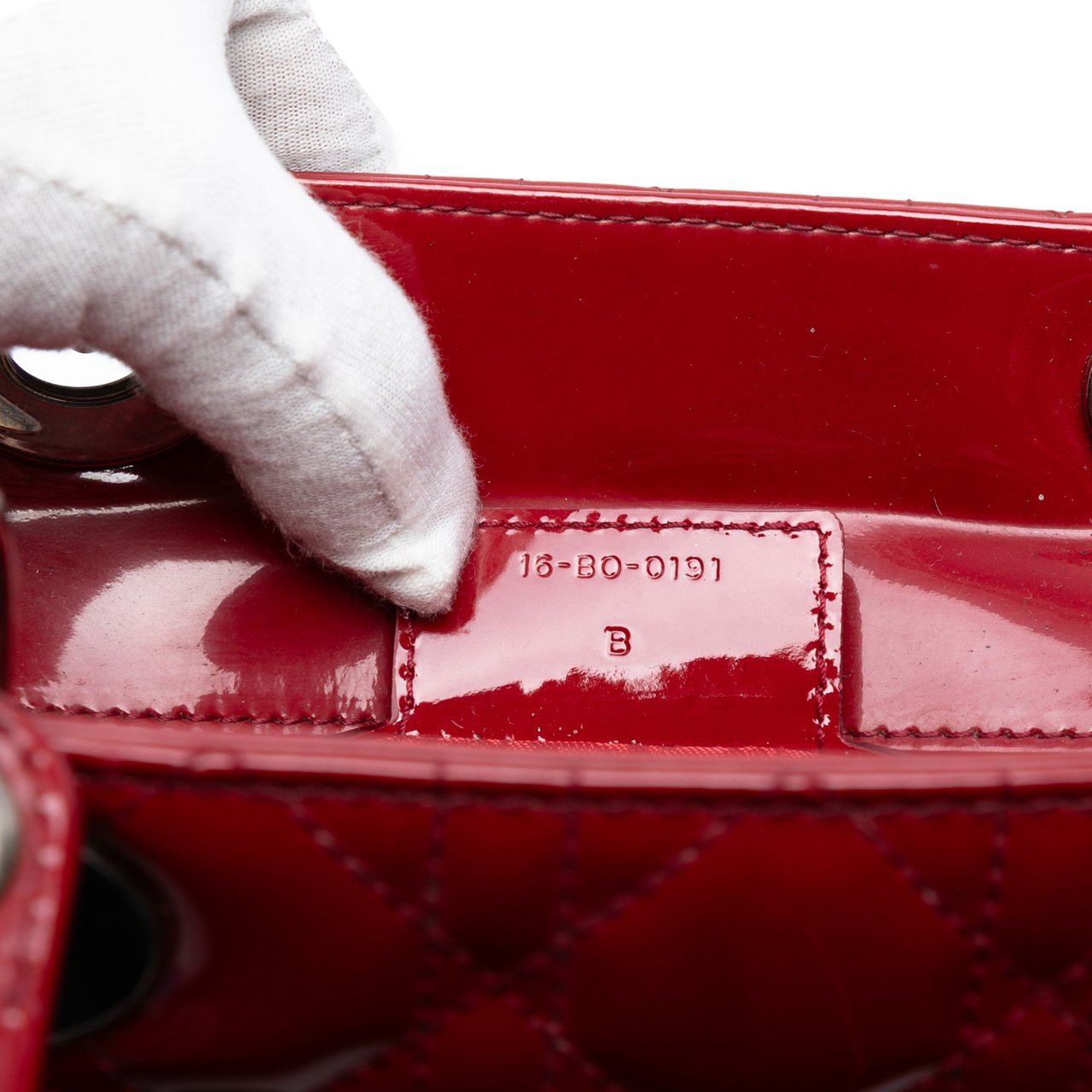 Dior Large Patent Cannage Lady Dior Rood