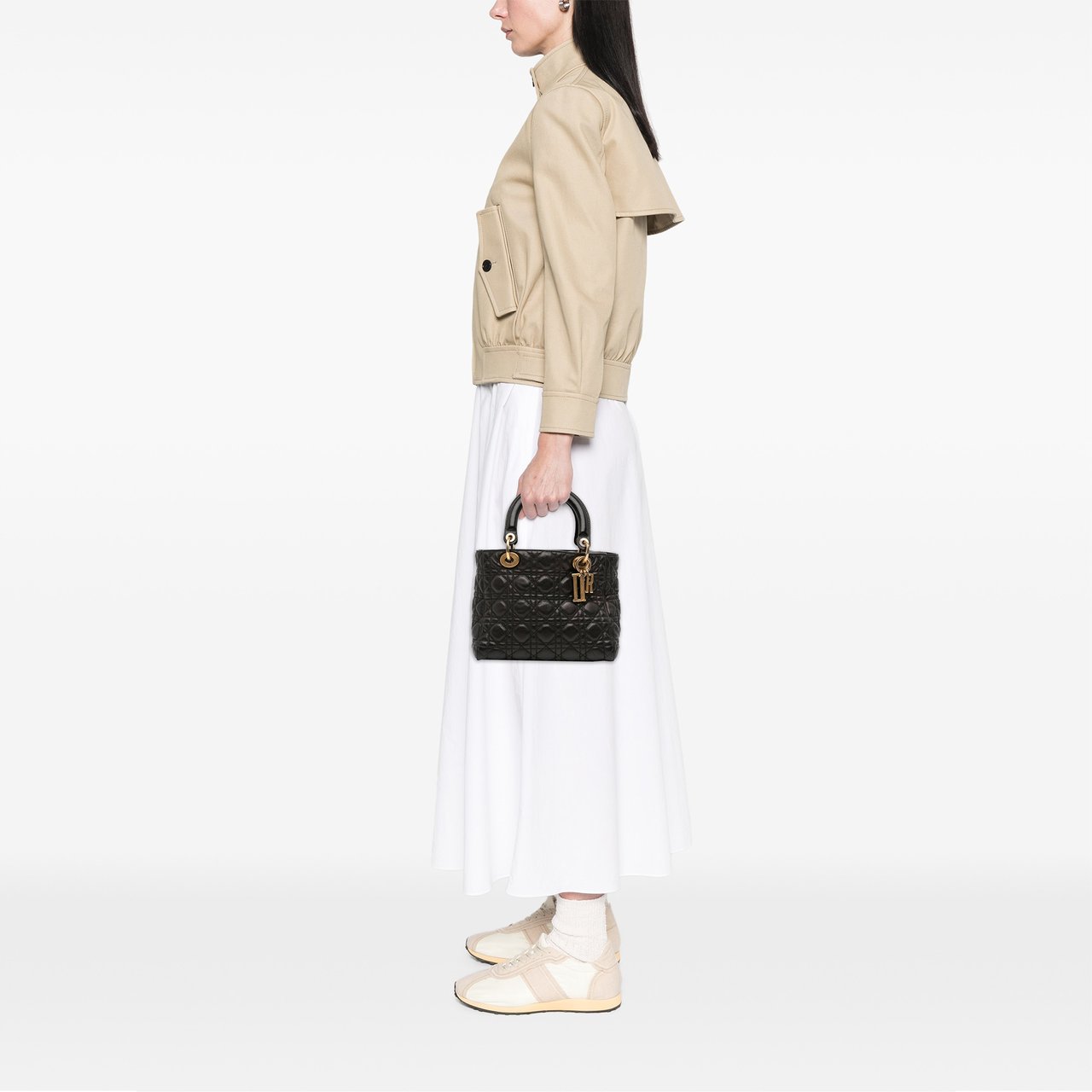 Dior Medium Grained Calfskin Cannage Supple Lady Dior Zwart