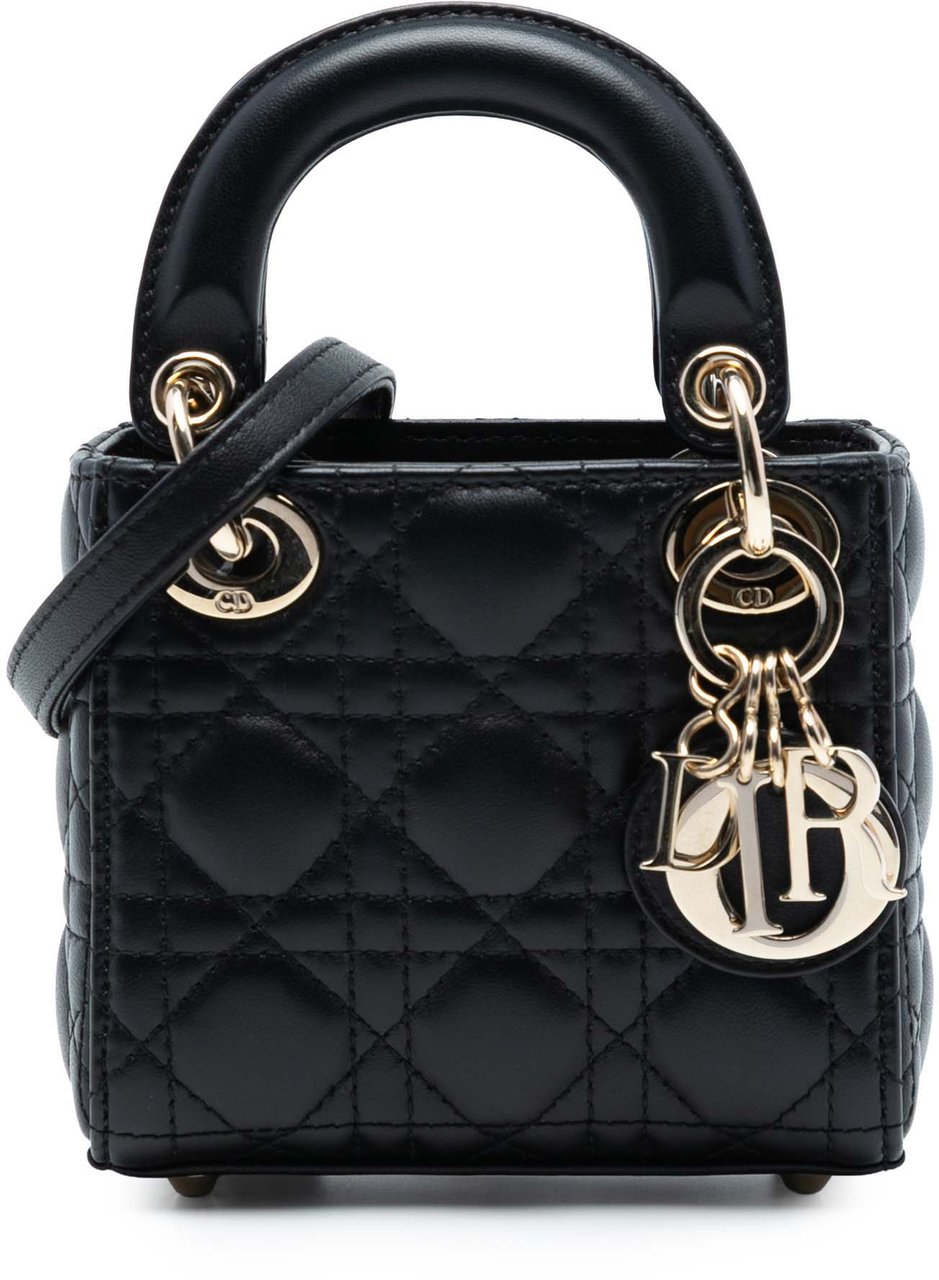 Dior Micro Lambskin Cannage Lady Dior Zwart