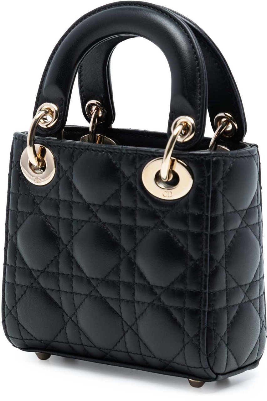 Dior Micro Lambskin Cannage Lady Dior Zwart