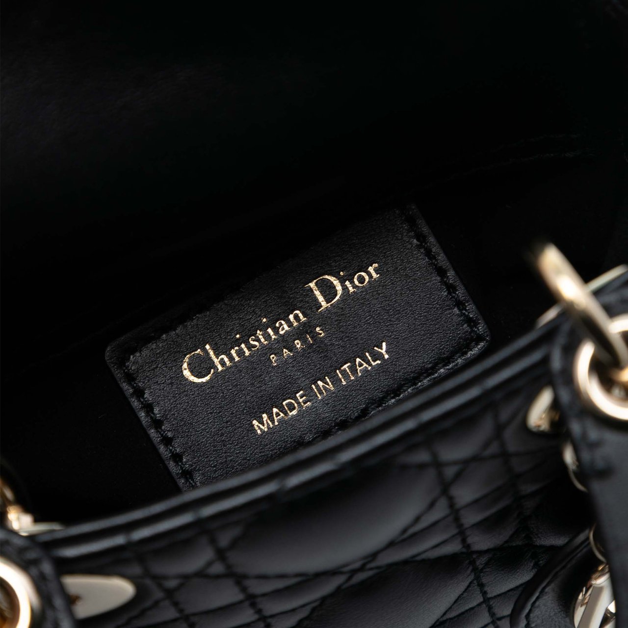 Dior Micro Lambskin Cannage Lady Dior Zwart