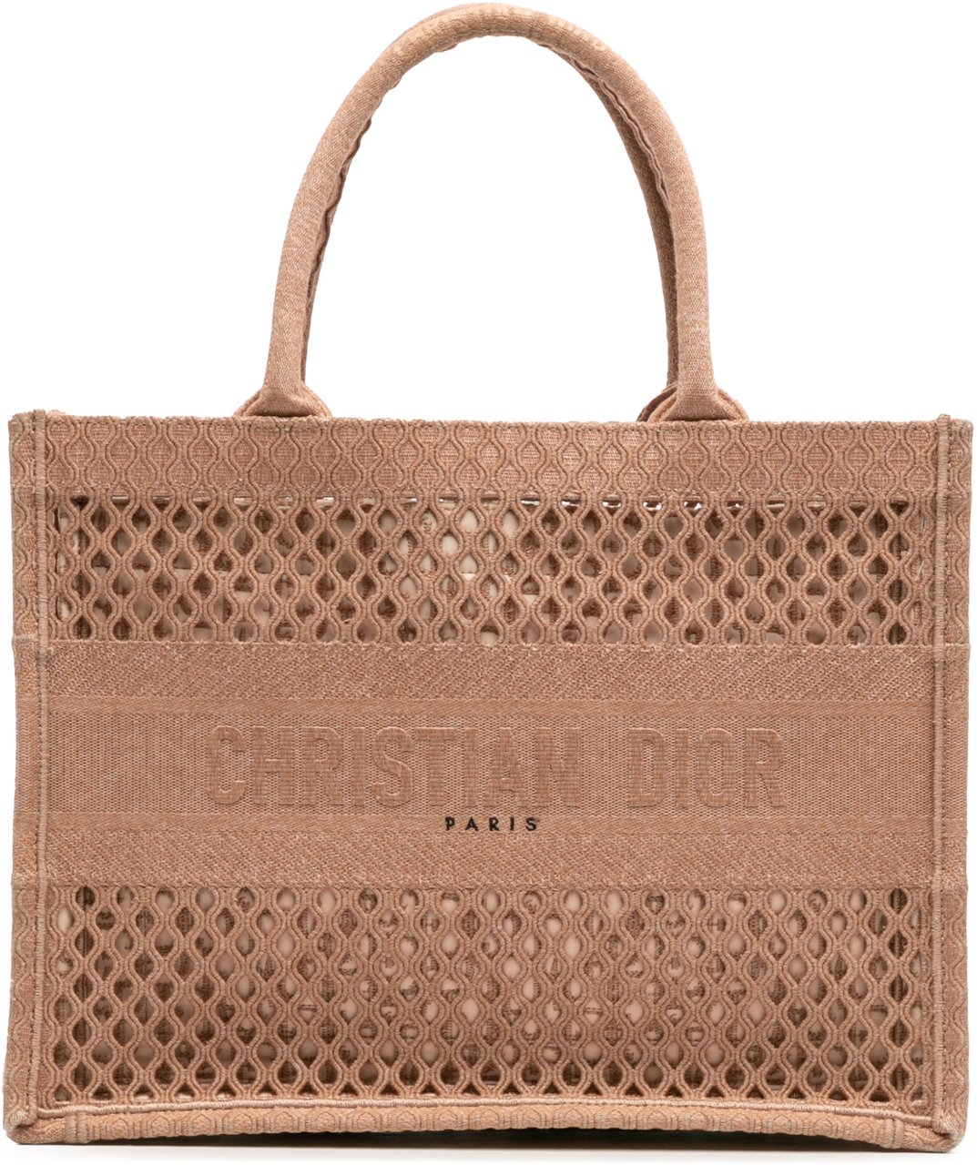 Dior Medium Embroidered Mesh Book Tote Bruin