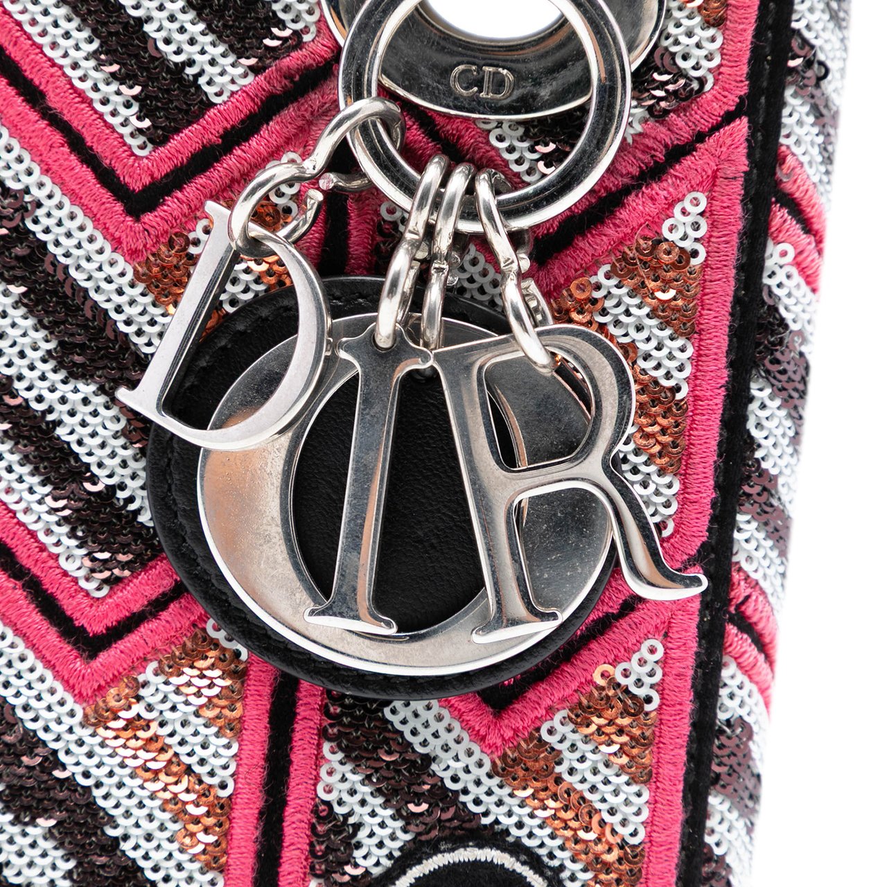 Dior Mini Patent Sequined Lady Dior Roze