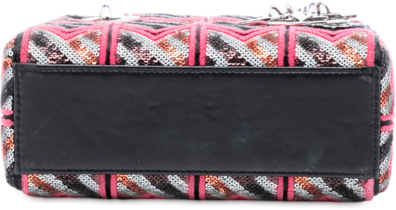 Dior Mini Patent Sequined Lady Dior Roze