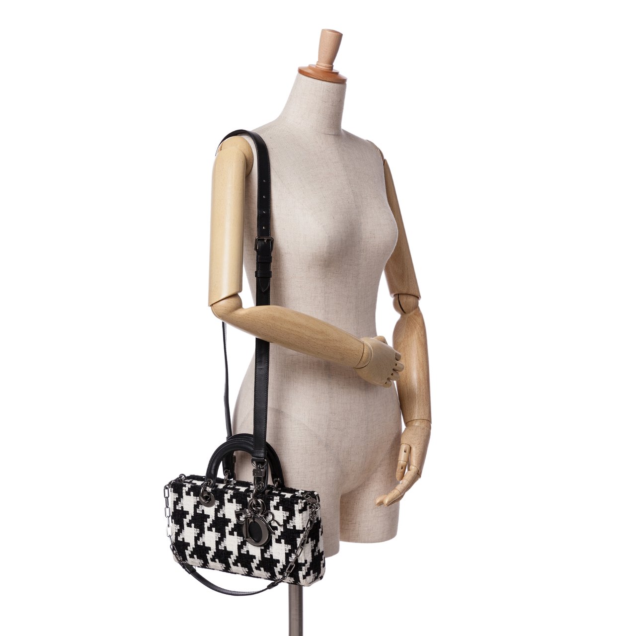 Dior Medium Canvas Macro Houndstooth Lady D Joy Zwart