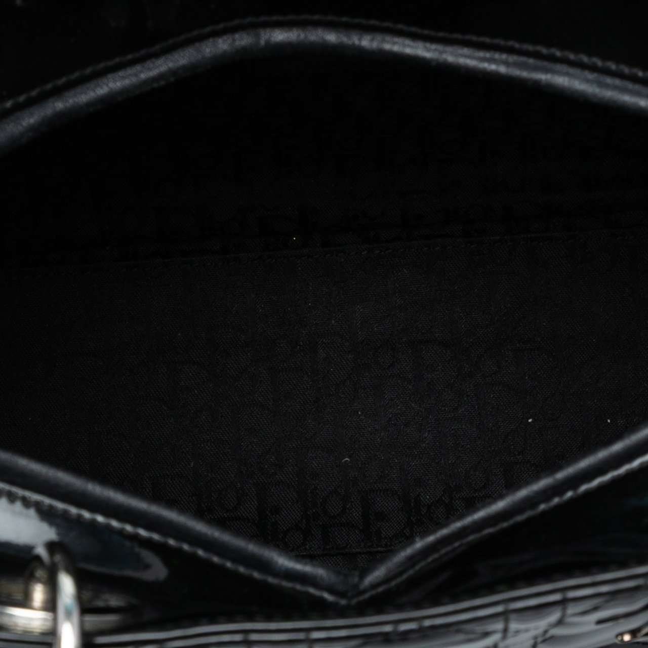 Dior Large Patent Cannage Lady Dior Zwart