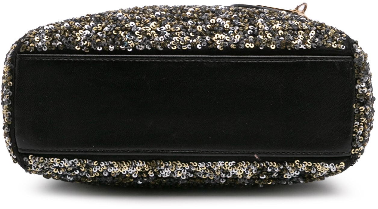 Dior Mini Satin Sequin Embroidered Lady Dior Zwart