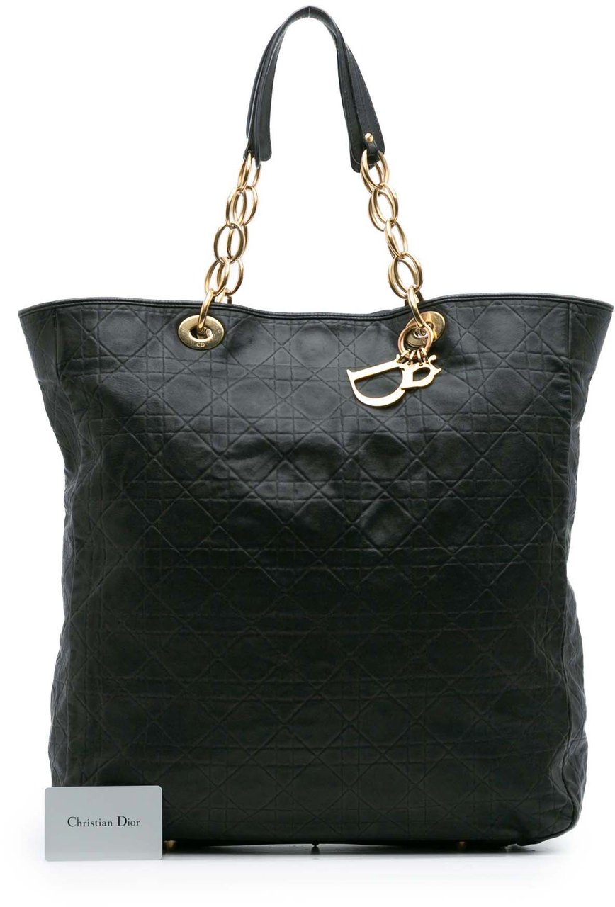 Dior Large Lambskin Cannage Lady Dior Soft Shopping Tote Zwart