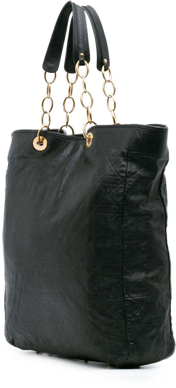 Dior Large Lambskin Cannage Lady Dior Soft Shopping Tote Zwart