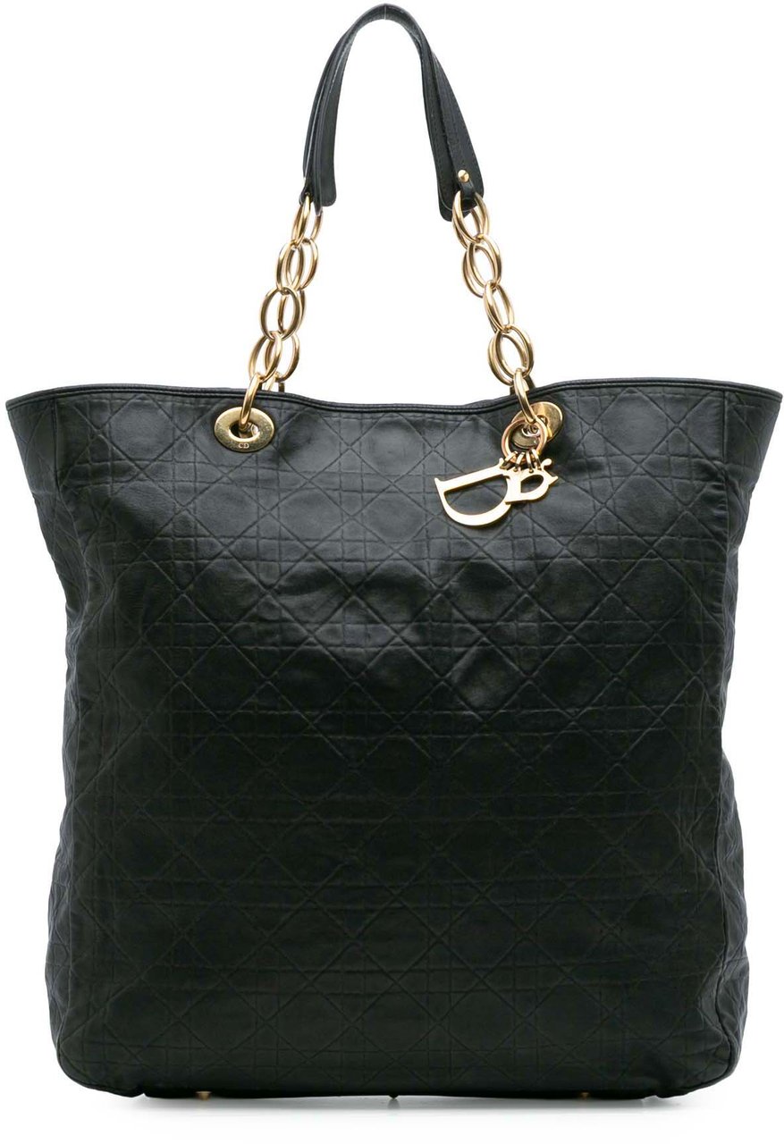 Dior Large Lambskin Cannage Lady Dior Soft Shopping Tote Zwart