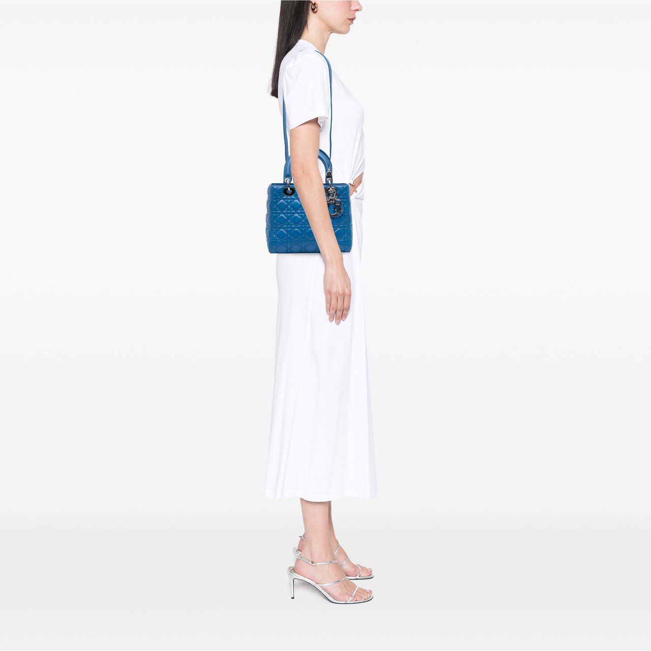 Dior Medium Lambskin Cannage Lady Dior Blauw