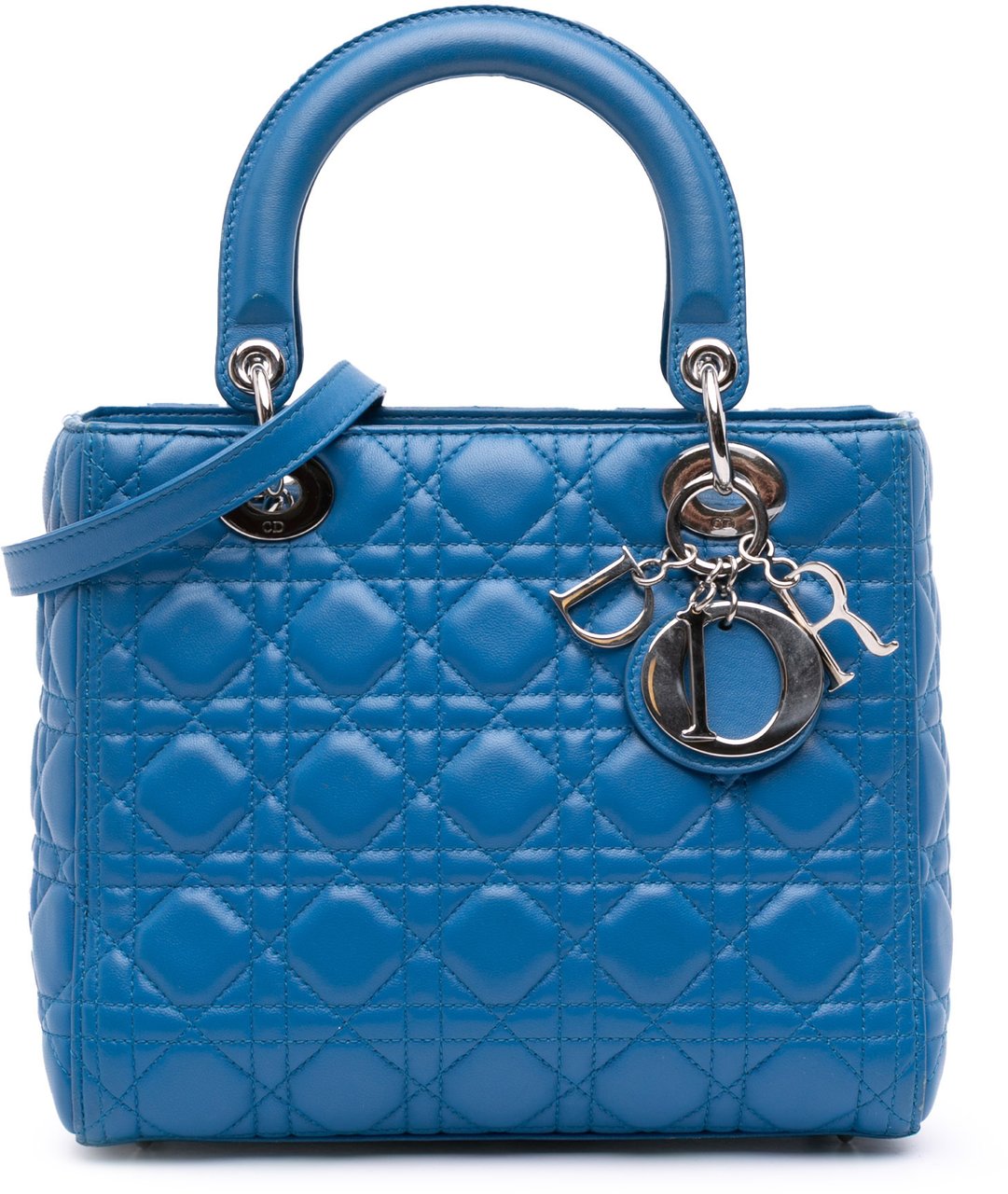 Dior Medium Lambskin Cannage Lady Dior Blauw