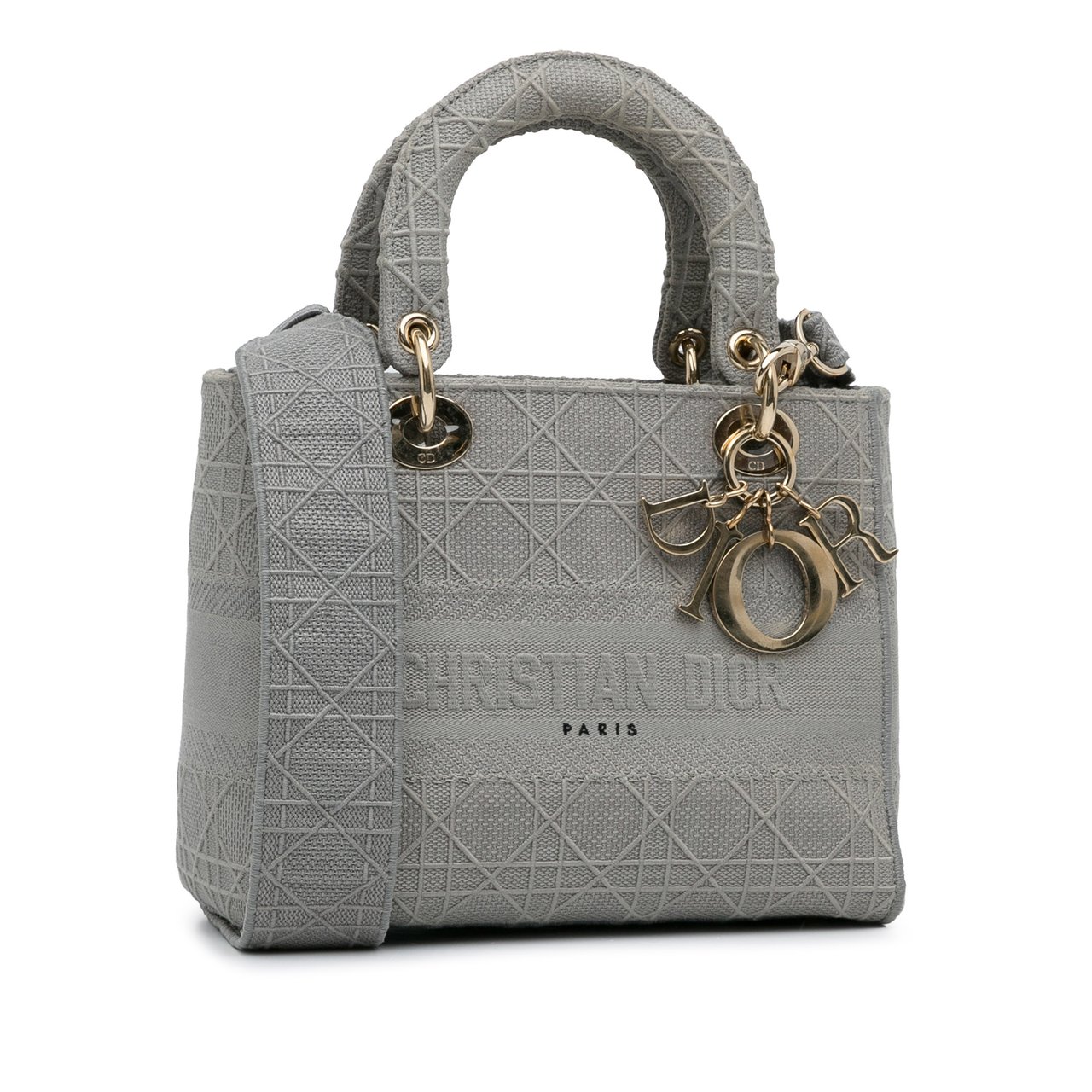 Dior Medium Canvas Cannage Lady D Lite Grijs