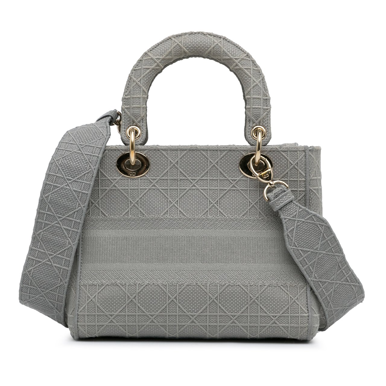 Dior Medium Canvas Cannage Lady D Lite Grijs