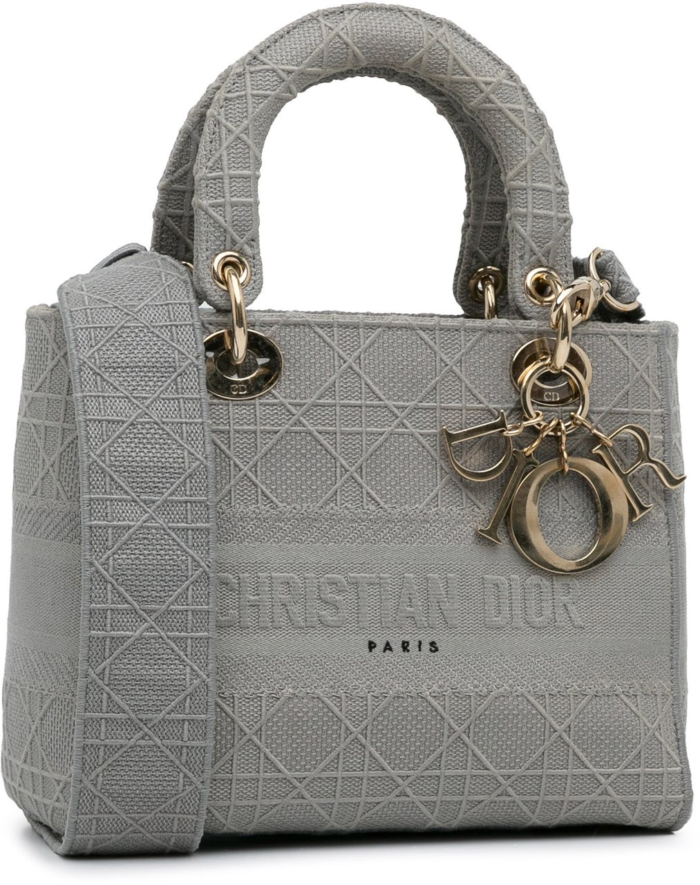 Dior Medium Canvas Cannage Lady D Lite Grijs
