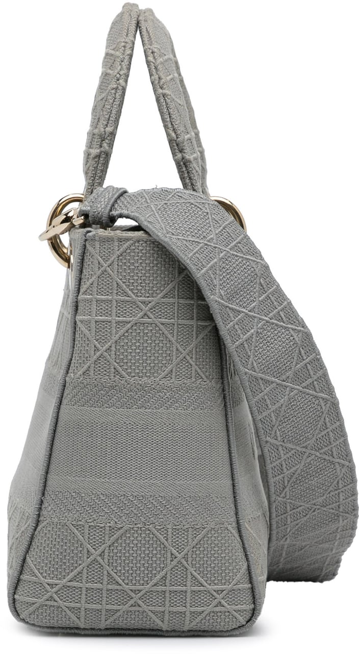 Dior Medium Canvas Cannage Lady D Lite Grijs