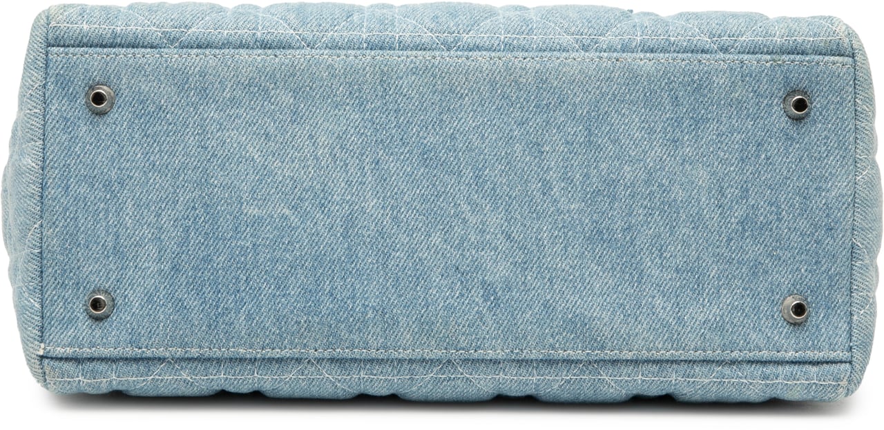 Dior Medium Denim Cannage Acrylic Handles Lady Dior Blauw