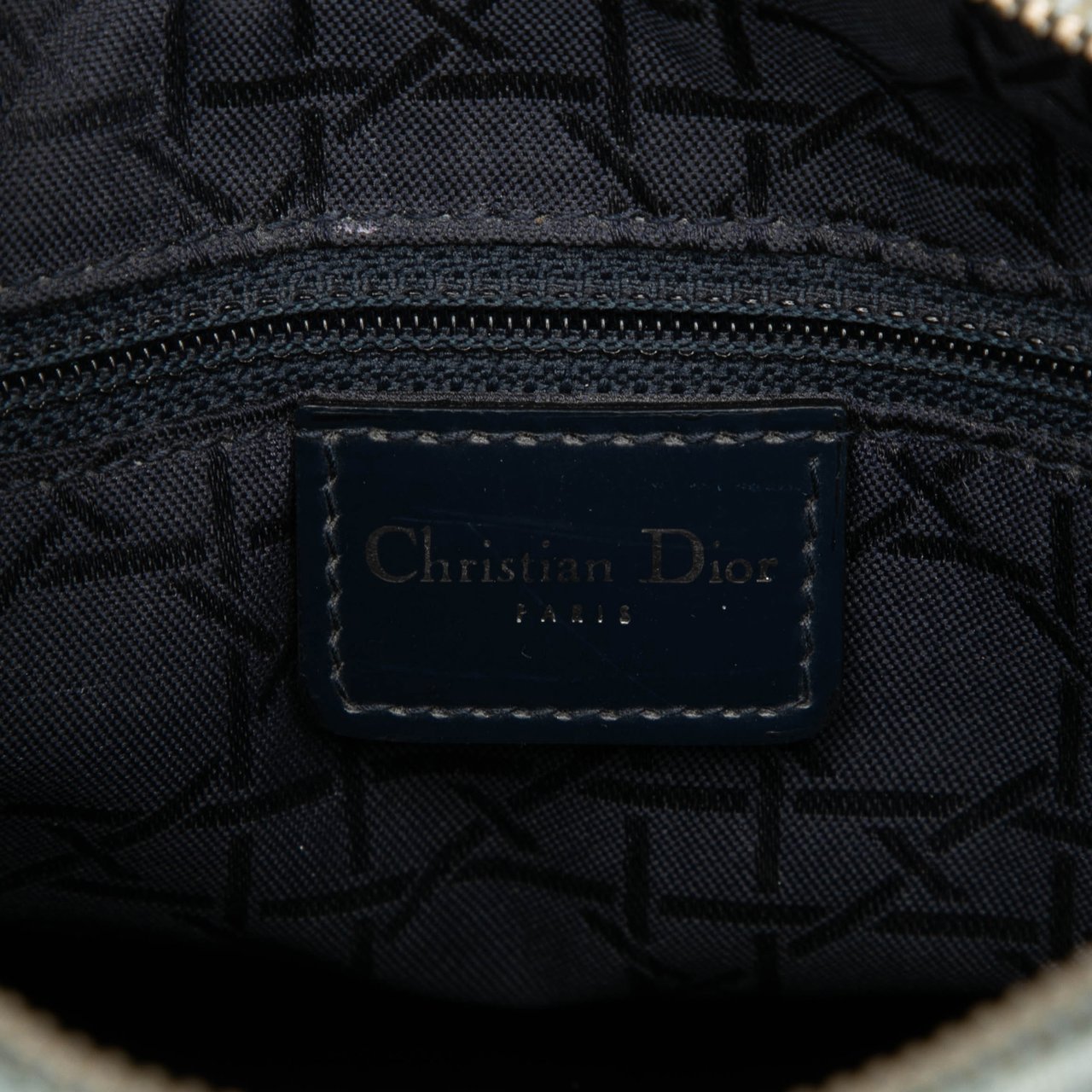 Dior Medium Denim Cannage Acrylic Handles Lady Dior Blauw