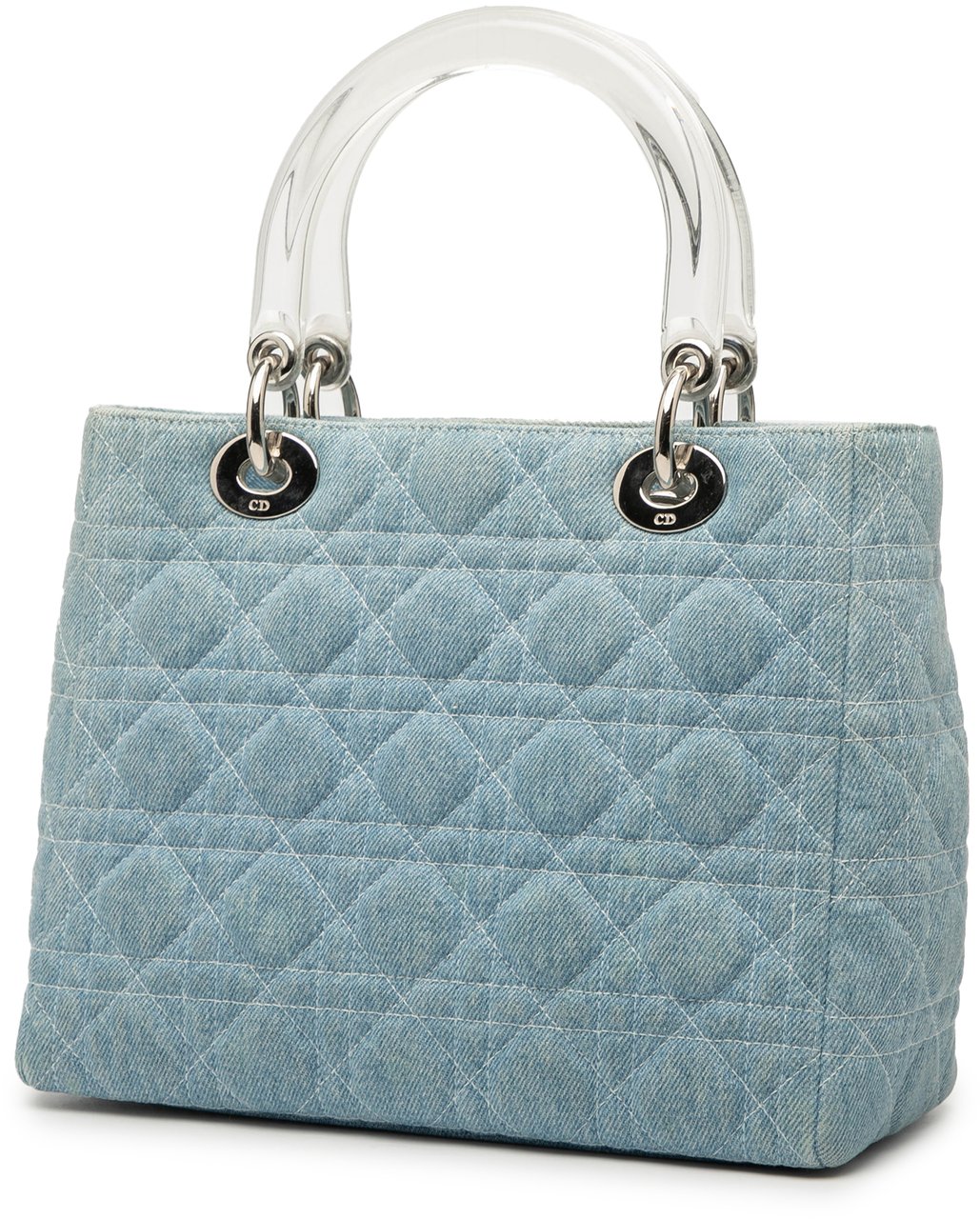 Dior Medium Denim Cannage Acrylic Handles Lady Dior Blauw