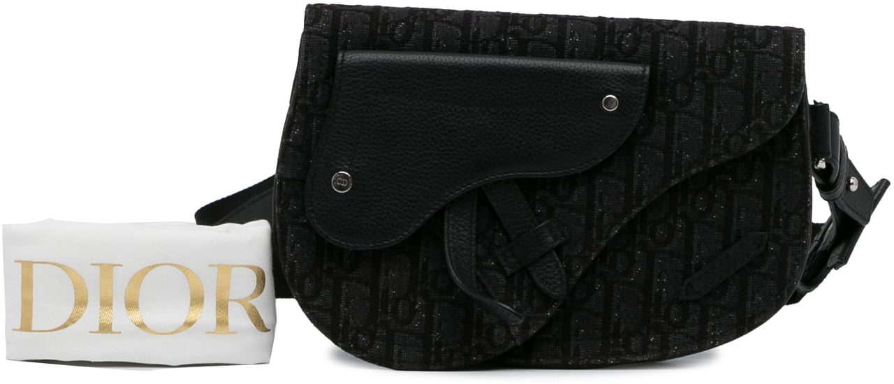 Dior Oblique Canvas Saddle Messenger Bag Zwart