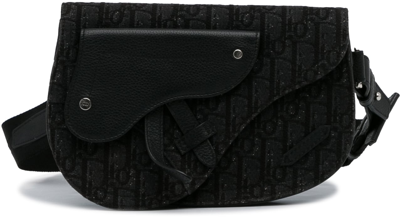 Dior Oblique Canvas Saddle Messenger Bag Zwart