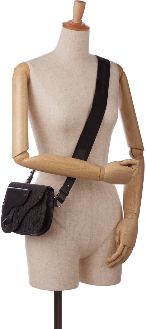 Dior Oblique Canvas Saddle Messenger Bag Zwart