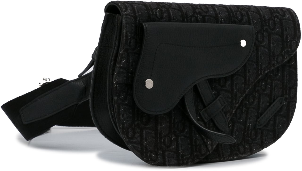 Dior Oblique Canvas Saddle Messenger Bag Zwart