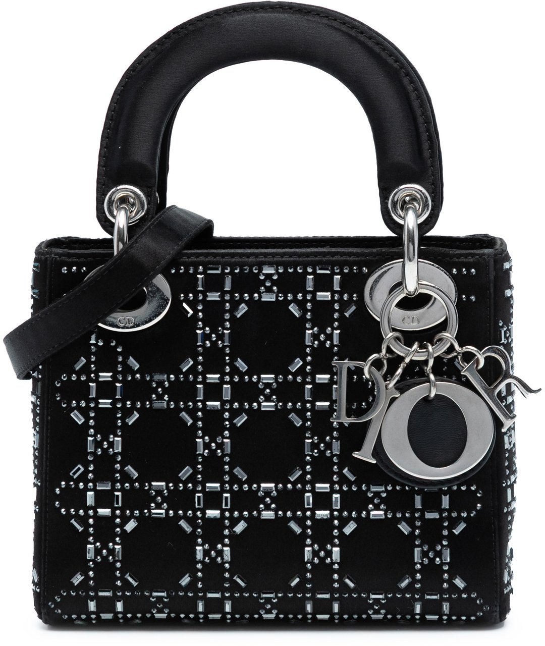 Dior Mini Satin Cannage Strass Crystal Embellished Lady Dior Zwart