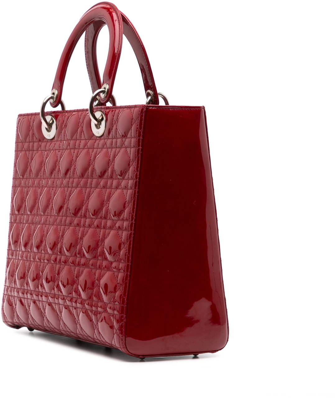 Dior Large Patent Cannage Lady Dior Rood