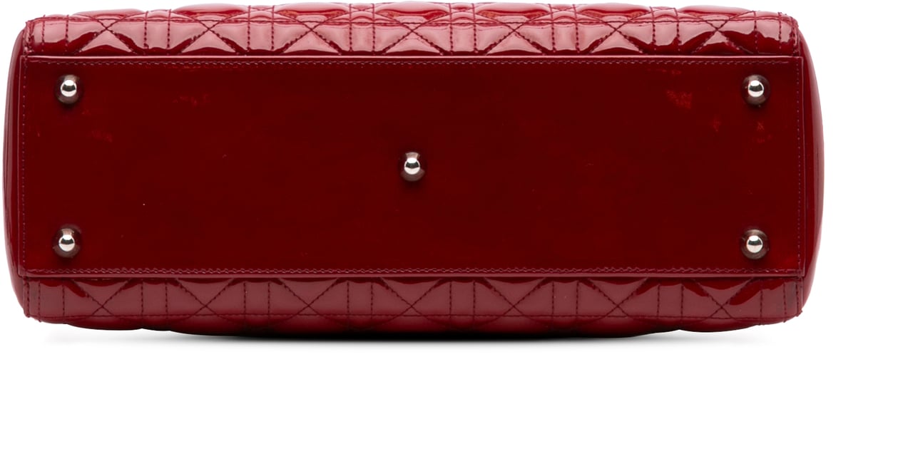 Dior Large Patent Cannage Lady Dior Rood