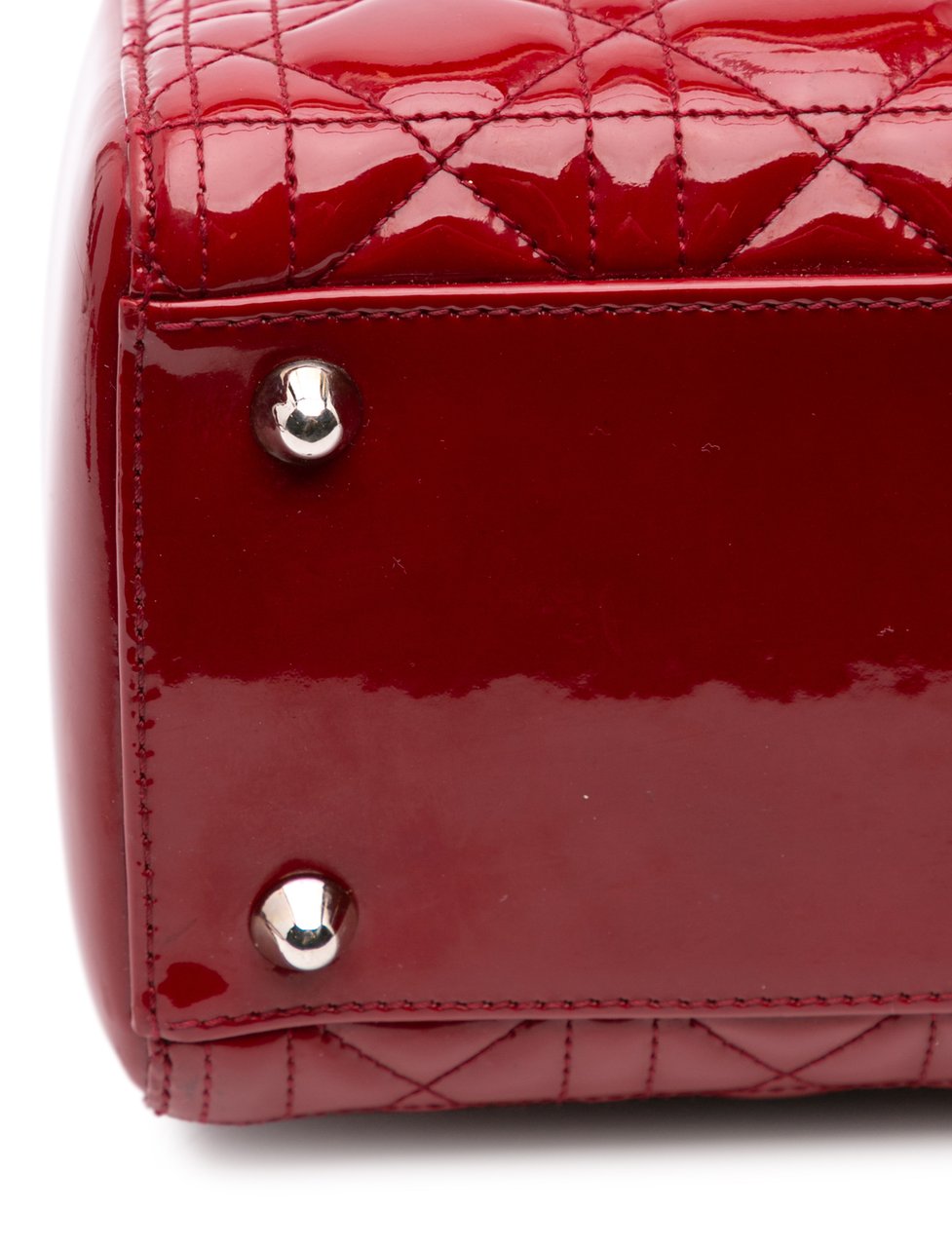 Dior Large Patent Cannage Lady Dior Rood