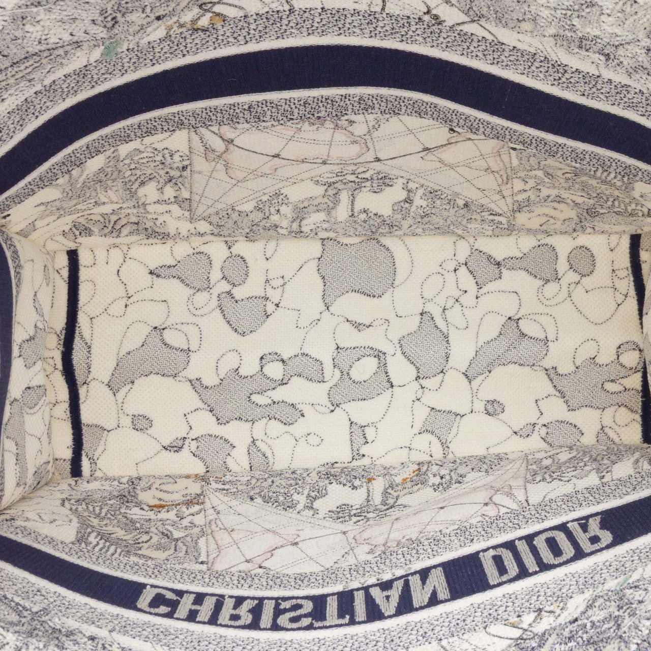 Dior Large Canvas Embroidered Around The World Book Tote Wit