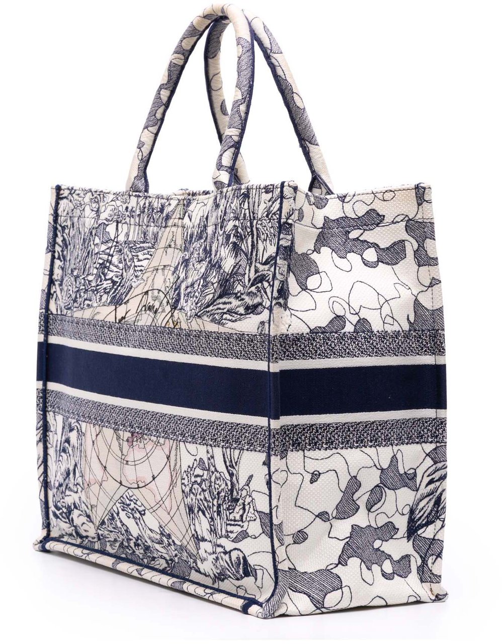 Dior Large Canvas Embroidered Around The World Book Tote Wit