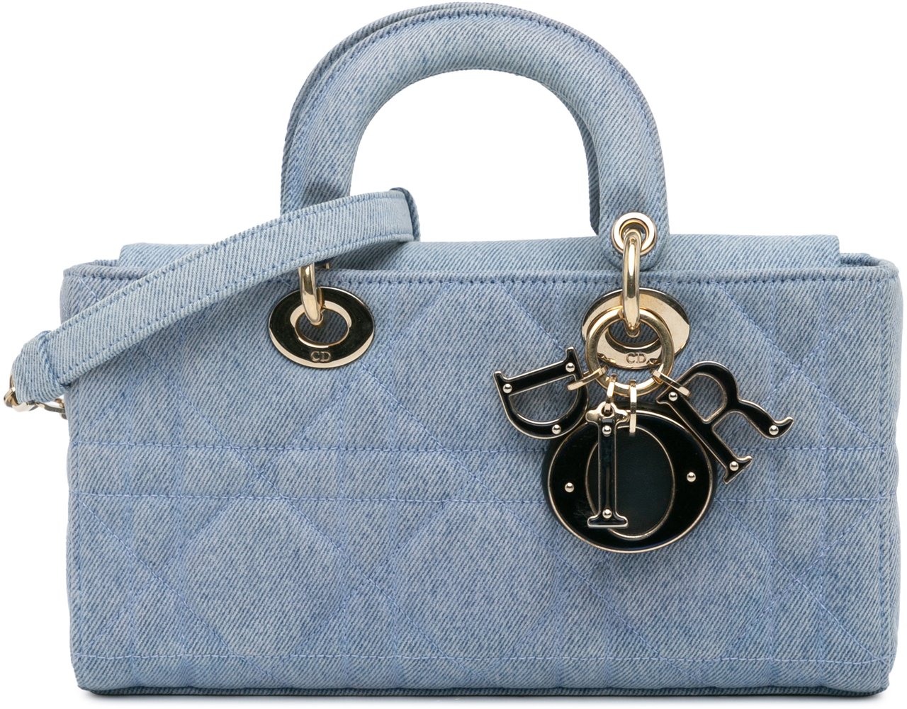Dior Medium Denim Macrocannage Lady D Joy Blauw