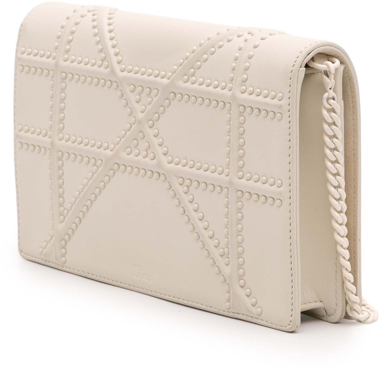 Dior Small Ultra Matte Studded Calfskin Diorama Wallet on Chain Wit