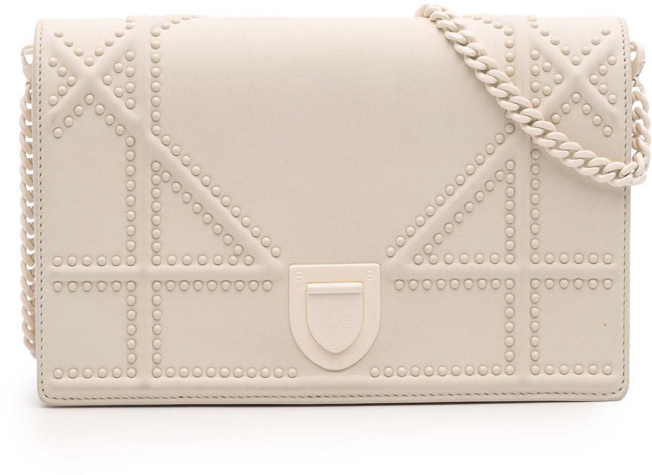 Dior Small Ultra Matte Studded Calfskin Diorama Wallet on Chain Wit