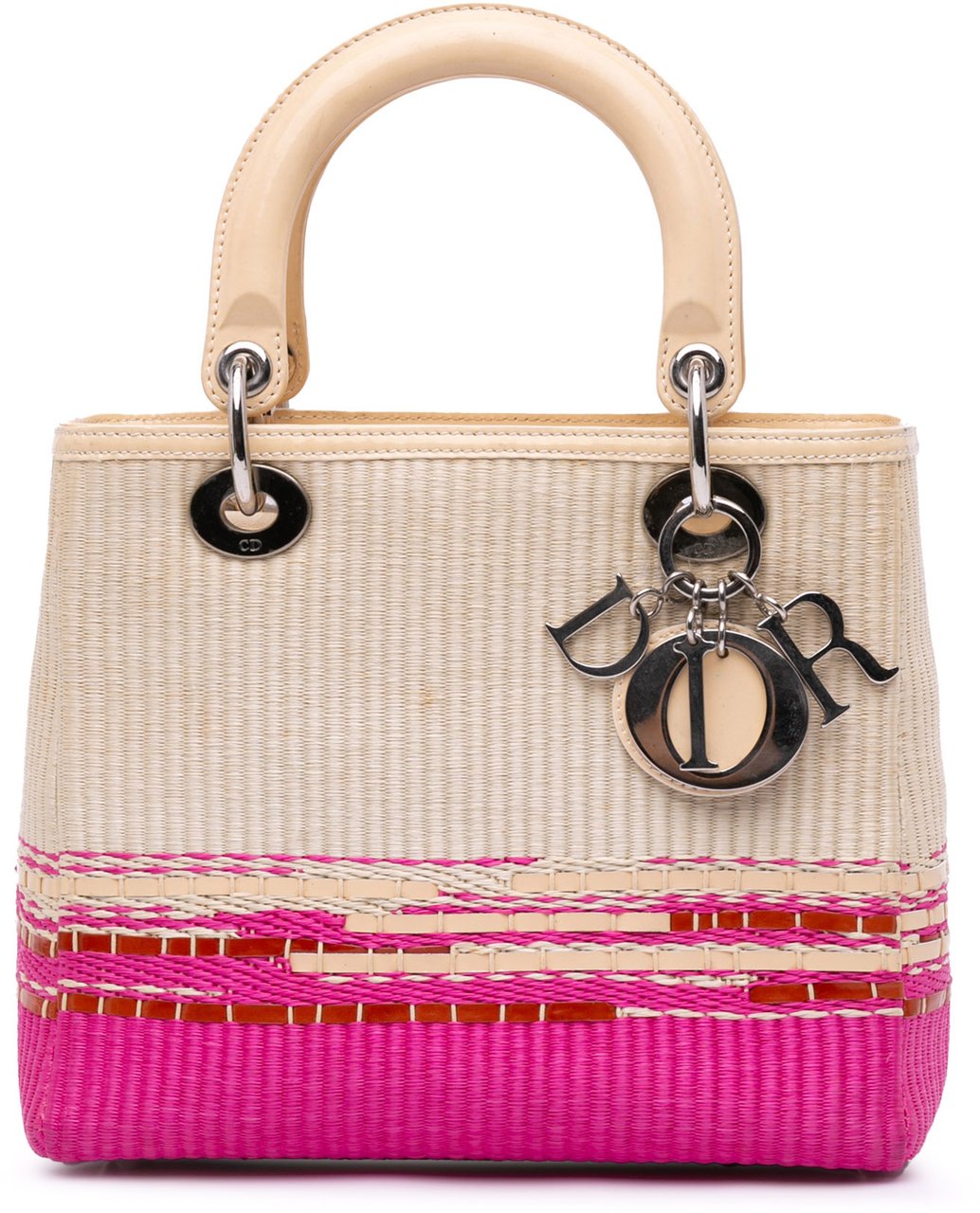 Dior Medium Raffia Lady Dior Bruin